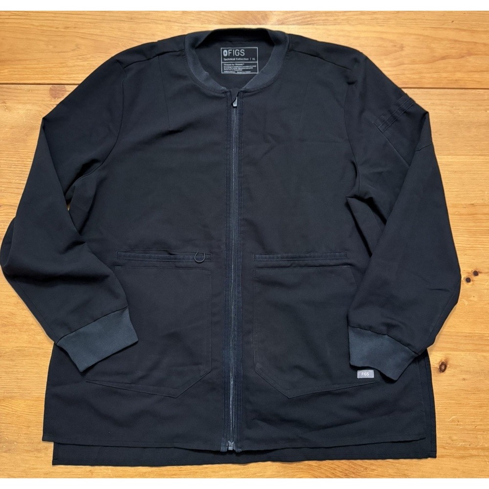 Figs Bellery Scrub Jacket Womens Size XL Black Full Zip Technical Collection